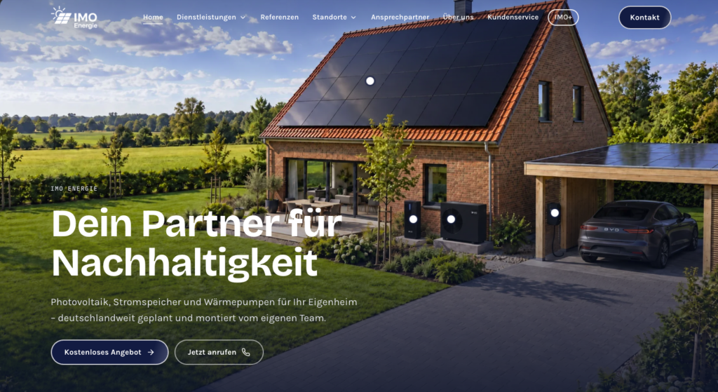 Website von IMO Energie – Referenz von TechHan